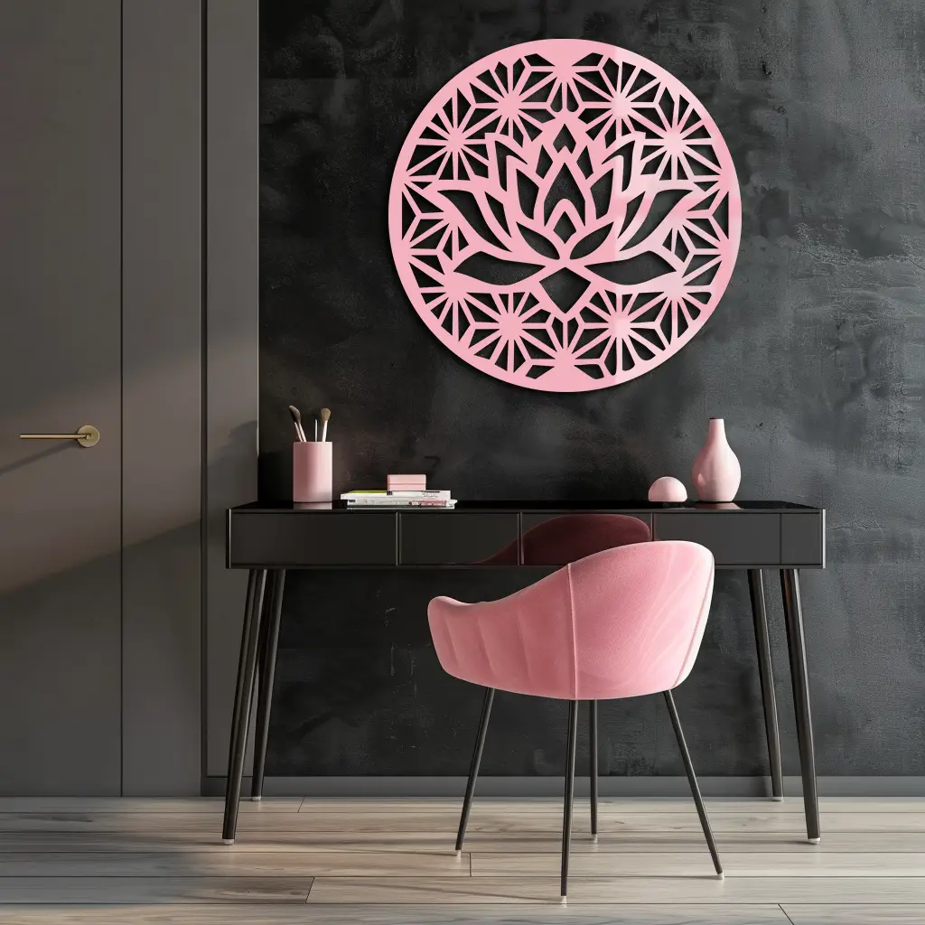 Pink Lotus Flower Metal Wall Art – Elegant Spiritual Bloom Design - KAFGP006 by Enova Art