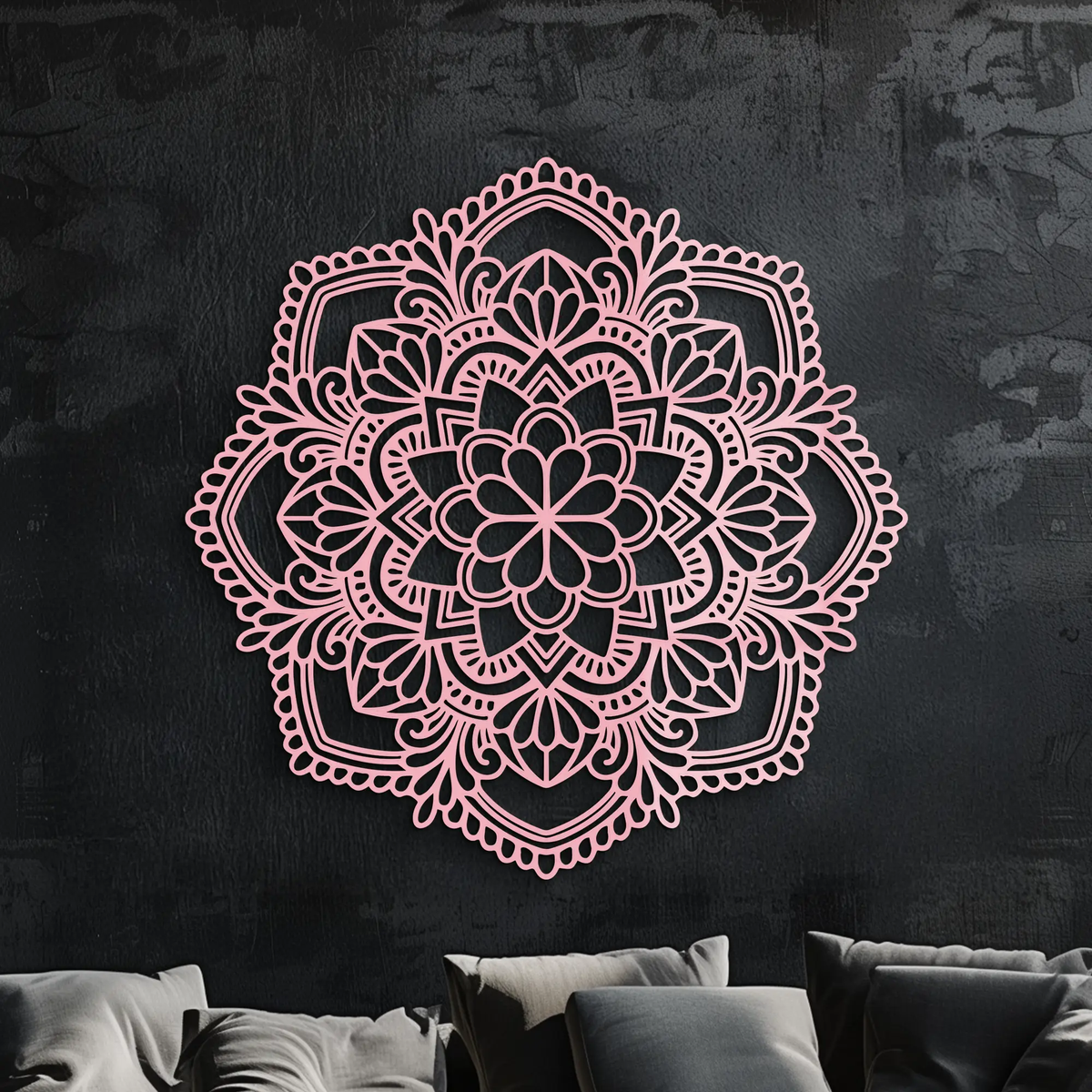 Pink Mandala Metal Wall Art – Intricate Bohemian Design - KAFGP016 by Enova Art