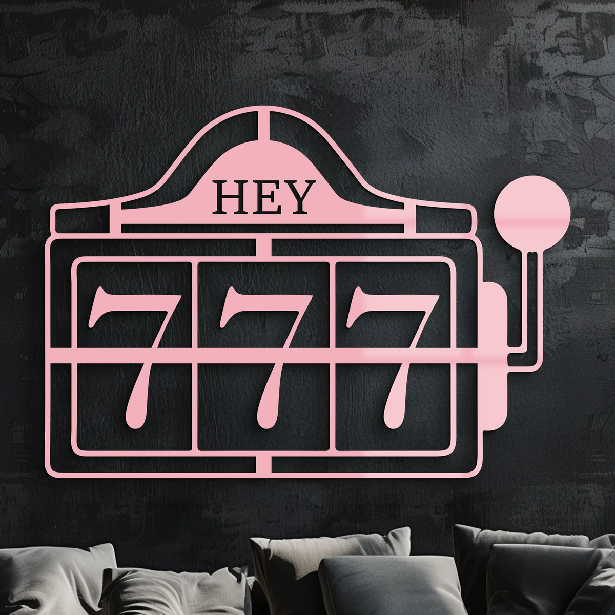Pink 777 Metal Wall Art – Lucky Casino & Manifest Angel Number Decor - KAFGP017 by Enova Art