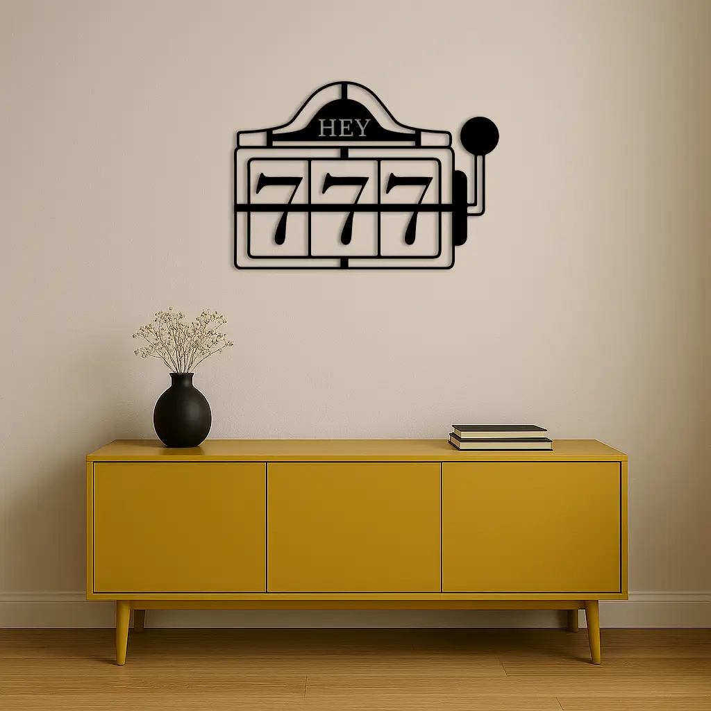Pink 777 Metal Wall Art – Lucky Casino & Manifest Angel Number Decor - KAFGP017 by Enova Art
