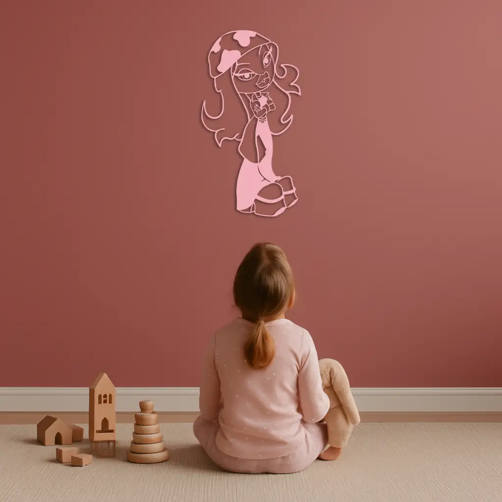 Pink Bratz Girl Metal Wall Art – Fashion Doll Inspired Silhouette Decor - KAFGP022 by Enova Art