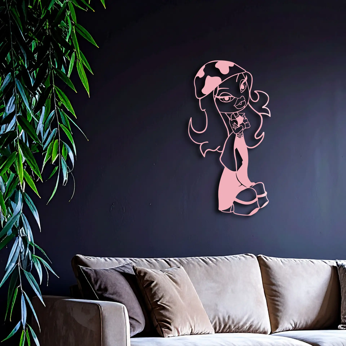 Pink Bratz Girl Metal Wall Art – Fashion Doll Inspired Silhouette Decor - KAFGP022 by Enova Art