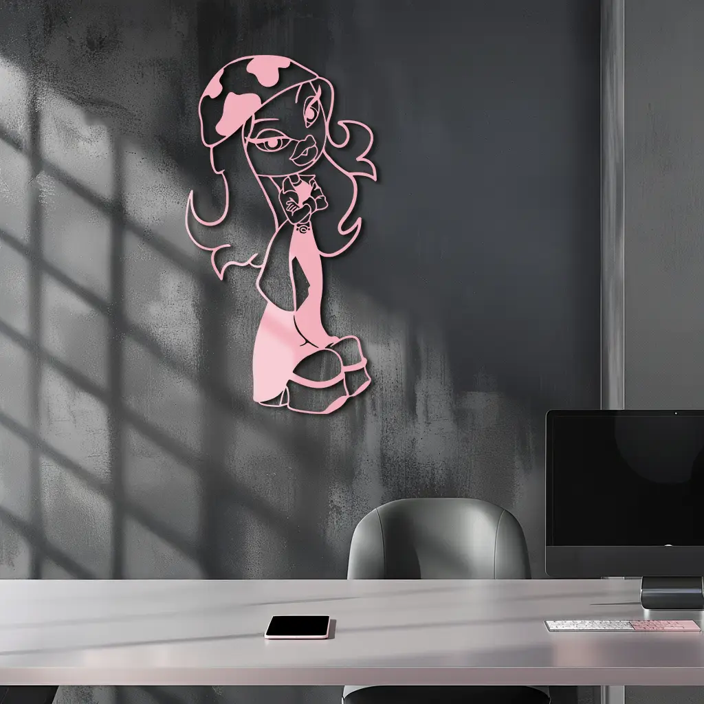 Pink Bratz Girl Metal Wall Art – Fashion Doll Inspired Silhouette Decor - KAFGP022 by Enova Art