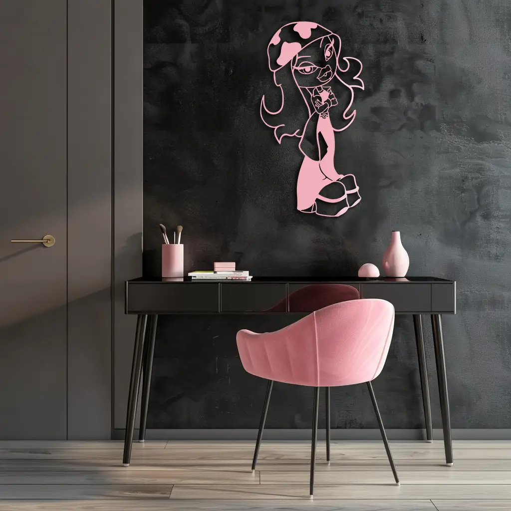 Pink Bratz Girl Metal Wall Art – Fashion Doll Inspired Silhouette Decor - KAFGP022 by Enova Art