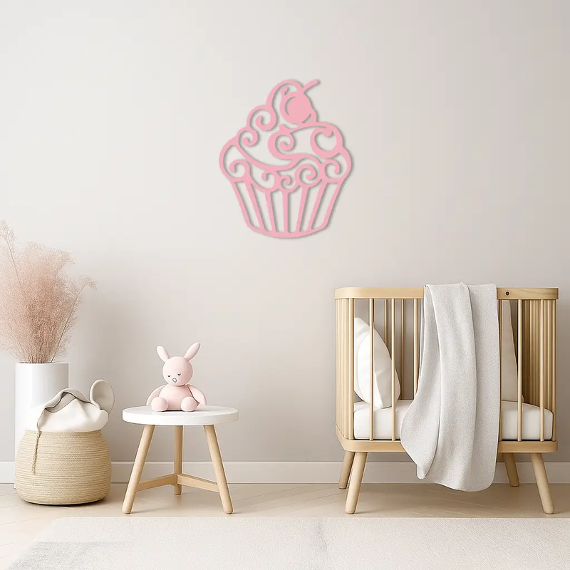 Pink Cupcake Silhouette Metal Wall Art – Sweet Dessert-Inspired Kitchen Decor - KAFGP024 by Enova Art