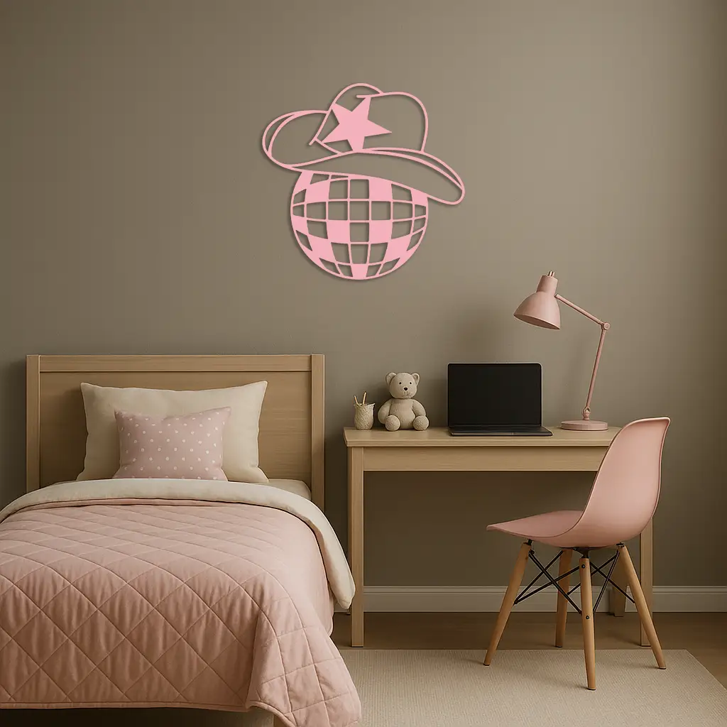 Disco Cowboy Hat Metal Wall Art – Retro Country Party Decor - KAFGP026 by Enova Art