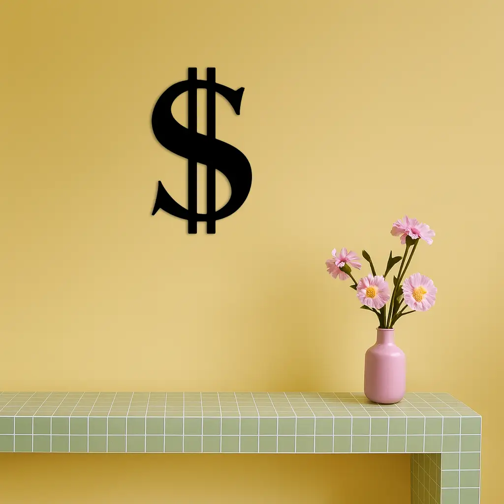 Dollar Sign Metal Wall Art – Money Symbol Modern Decor - KAFGP027 by Enova Art