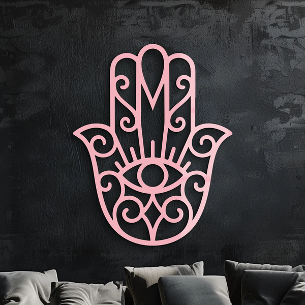 Hamsa Hand Metal Wall Art – Spiritual Protection & Boho Home Decor - KAFGP030