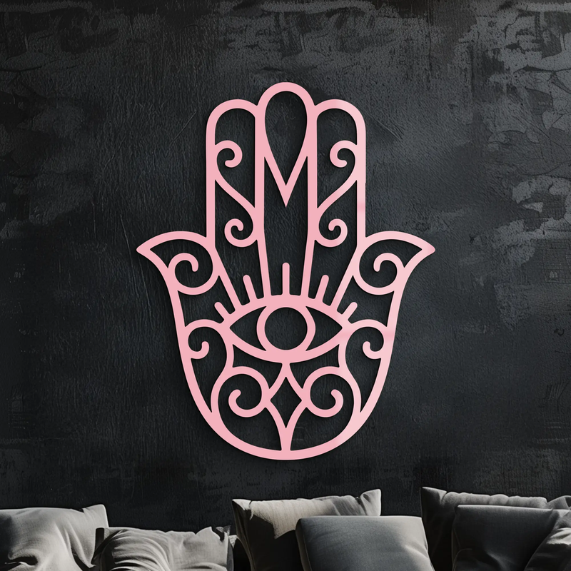 Hamsa Hand Metal Wall Art – Spiritual Protection & Boho Home Decor - KAFGP030 by Enova Art