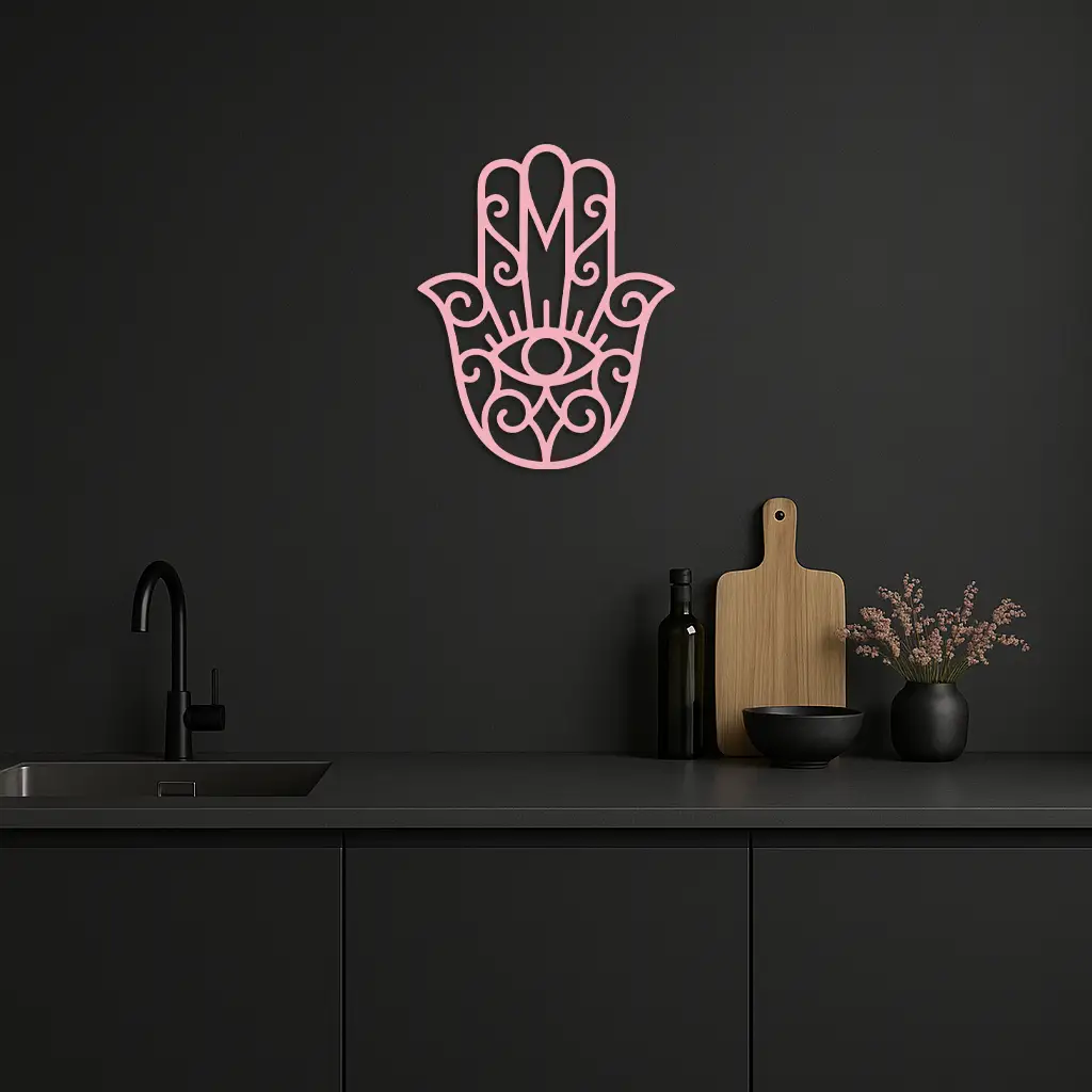 Hamsa Hand Metal Wall Art – Spiritual Protection & Boho Home Decor - KAFGP030 by Enova Art