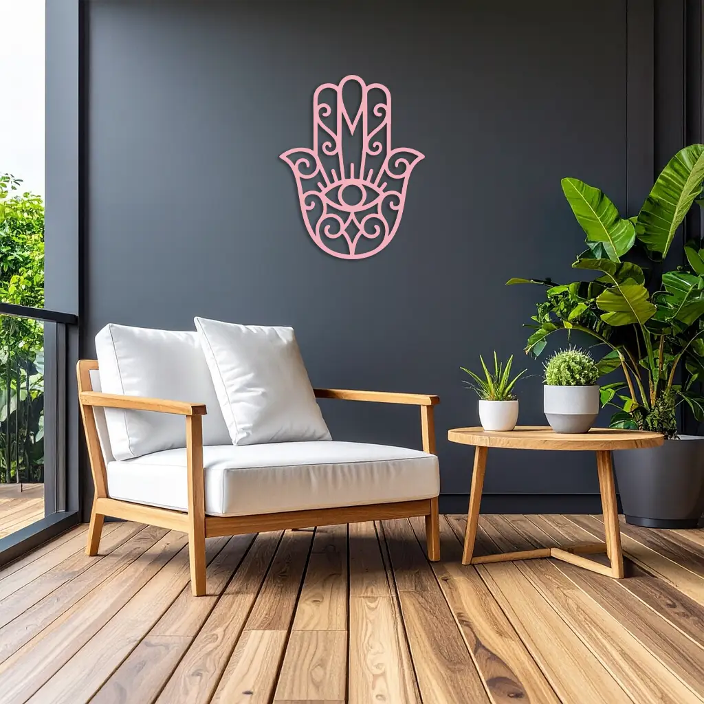 Hamsa Hand Metal Wall Art – Spiritual Protection & Boho Home Decor - KAFGP030 by Enova Art