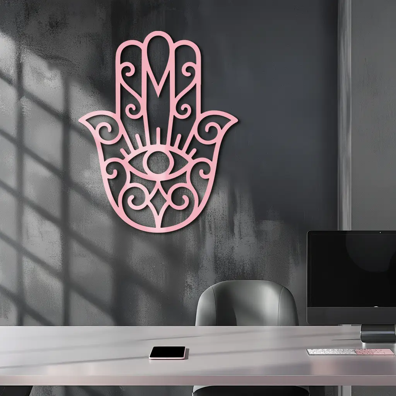 Hamsa Hand Metal Wall Art – Spiritual Protection & Boho Home Decor - KAFGP030 by Enova Art