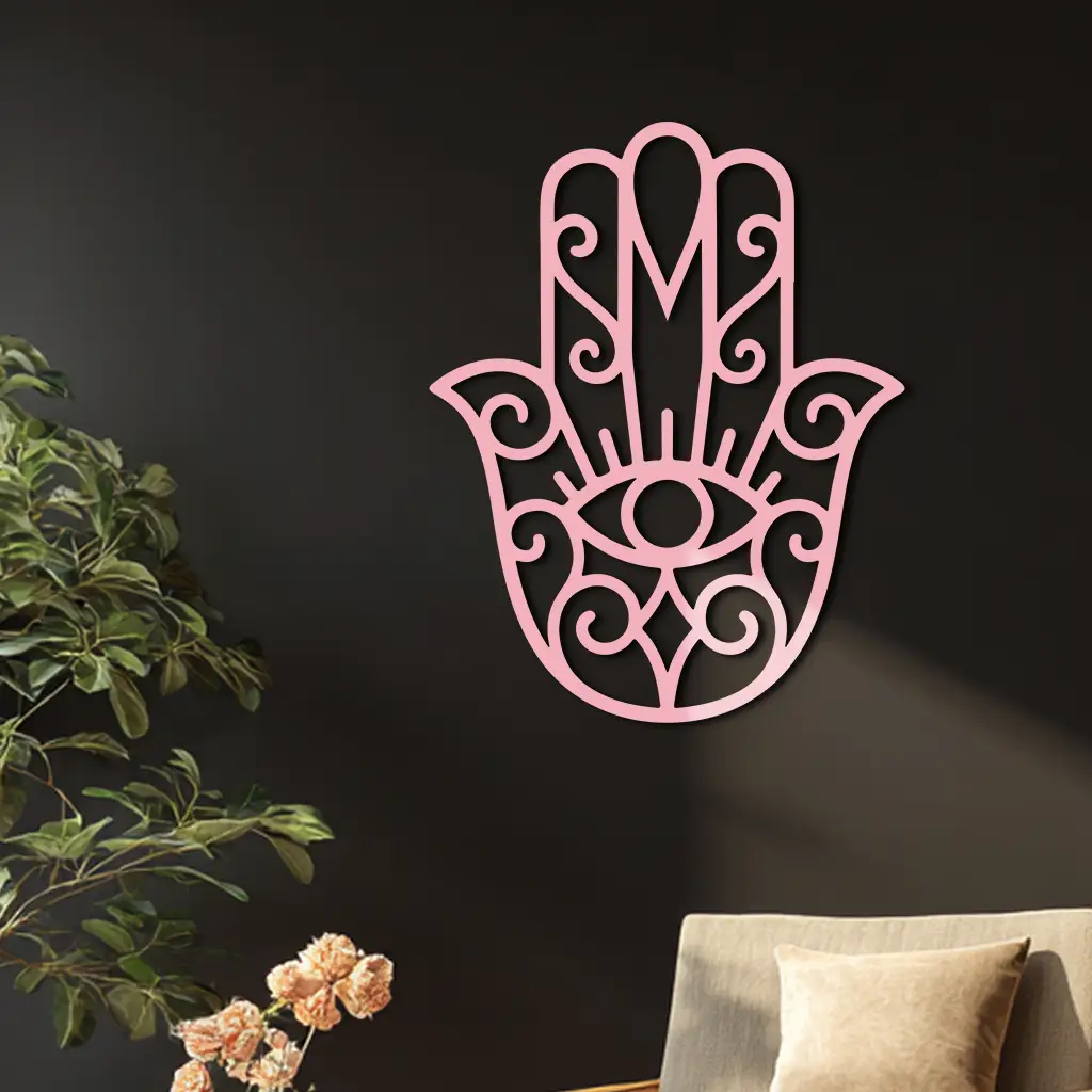 Hamsa Hand Metal Wall Art – Spiritual Protection & Boho Home Decor - KAFGP030 by Enova Art