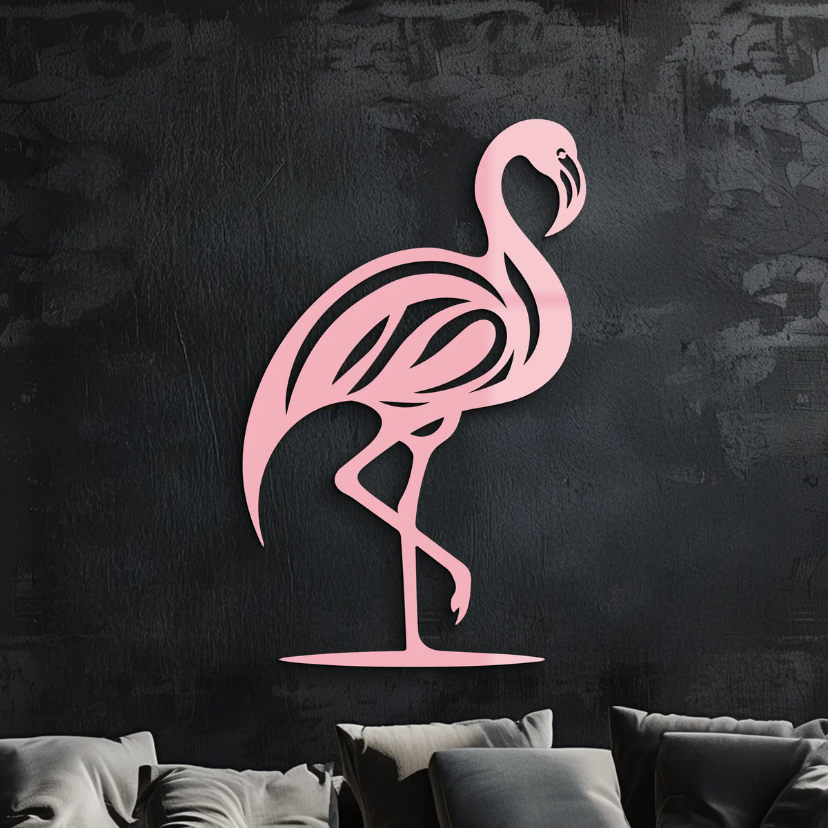 Flamingo Silhouette Metal Wall Art – Elegant Bird Design - KAFGP031 by Enova Art