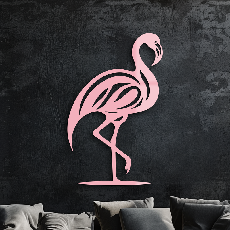 Flamingo Silhouette Metal Wall Art – Elegant Bird Design - KAFGP031 by Enova Art