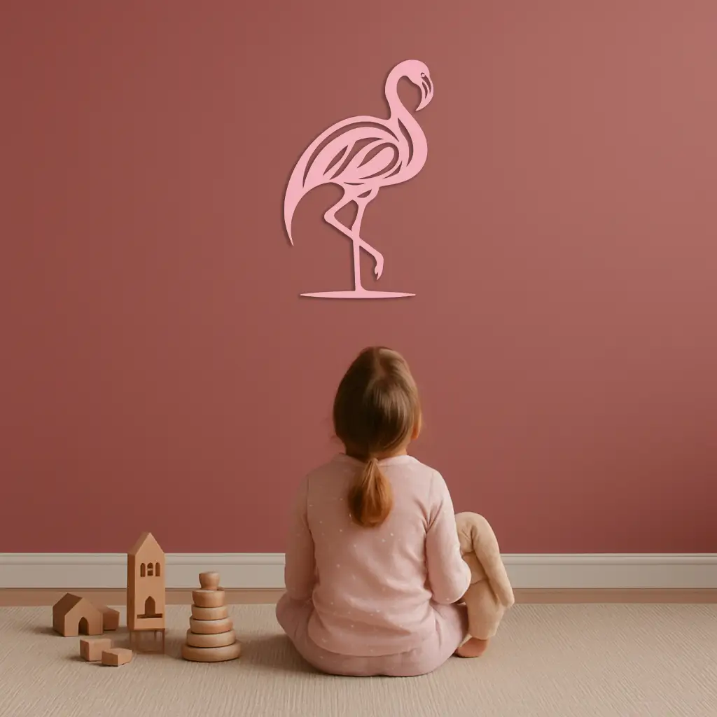 Flamingo Silhouette Metal Wall Art – Elegant Bird Design - KAFGP031 by Enova Art