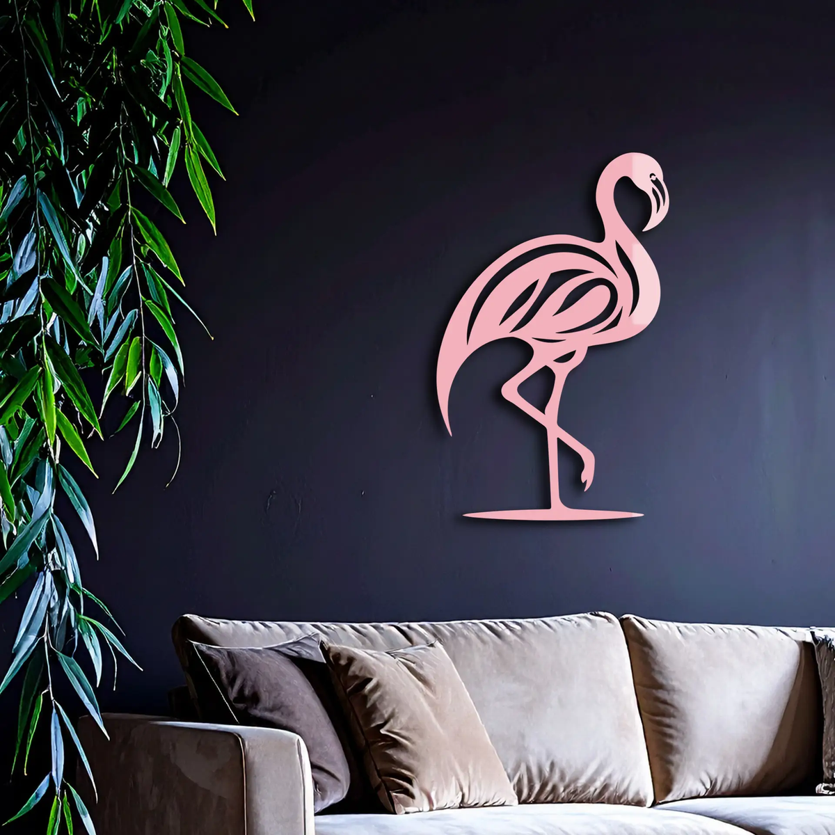 Flamingo Silhouette Metal Wall Art – Elegant Bird Design - KAFGP031 by Enova Art