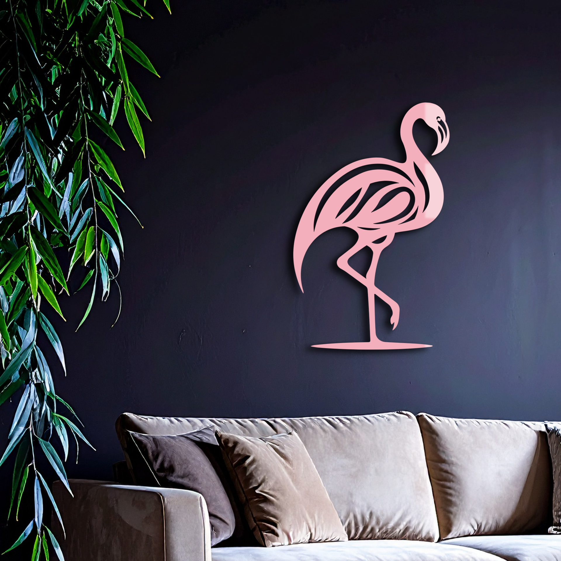 Flamingo Silhouette Metal Wall Art – Elegant Bird Design - KAFGP031 by Enova Art