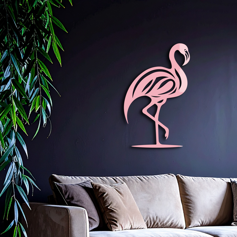 Flamingo Silhouette Metal Wall Art – Elegant Bird Design - KAFGP031 by Enova Art