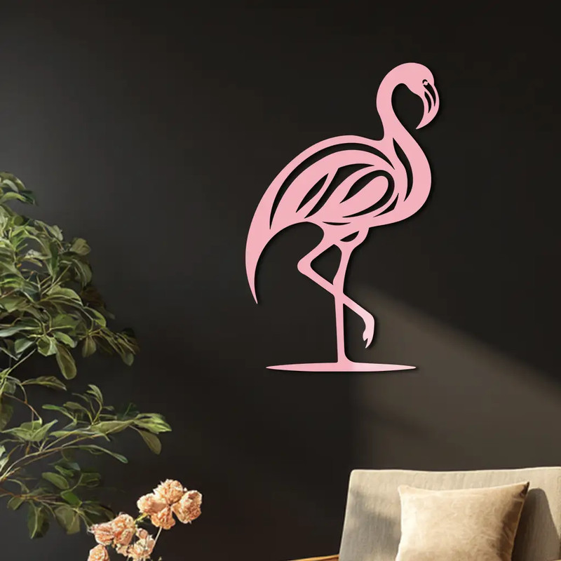 Flamingo Silhouette Metal Wall Art – Elegant Bird Design - KAFGP031 by Enova Art