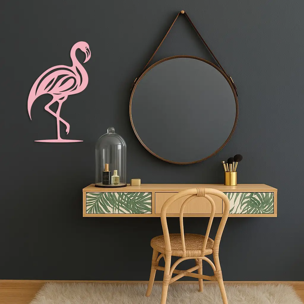Flamingo Silhouette Metal Wall Art – Elegant Bird Design - KAFGP031 by Enova Art