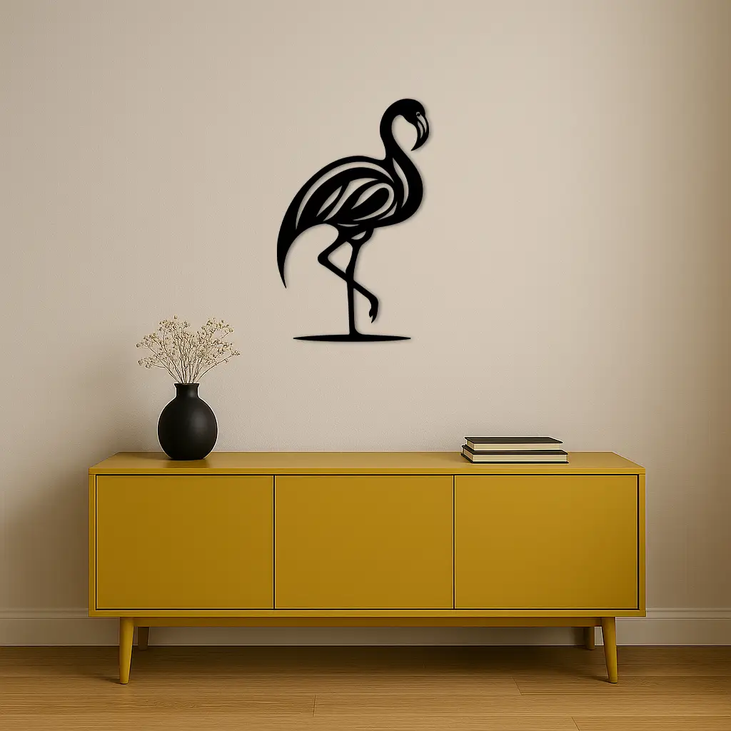 Flamingo Silhouette Metal Wall Art – Elegant Bird Design - KAFGP031 by Enova Art