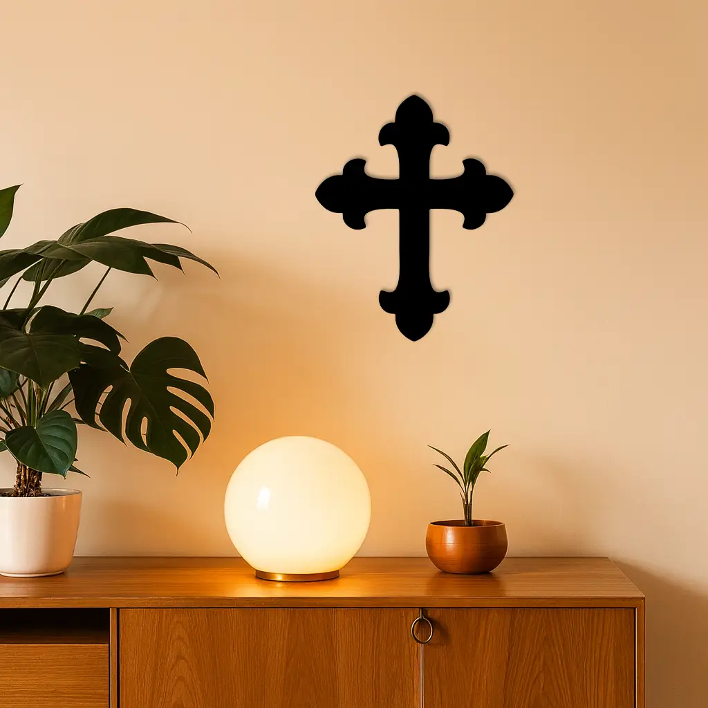 Classic Cross Silhouette Metal Wall Art – Timeless Religious Decor - KAFGP035 by Enova Art