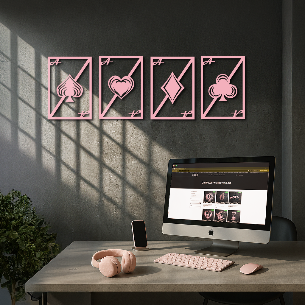 Playing Cards Silhouette Metal Wall Art – Poker Aces Design - KAFGP037 by Enova Art