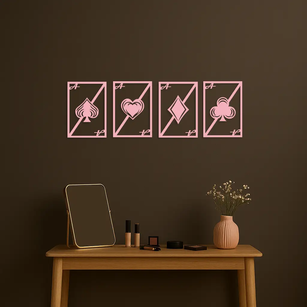 Playing Cards Silhouette Metal Wall Art – Poker Aces Design - KAFGP037 by Enova Art