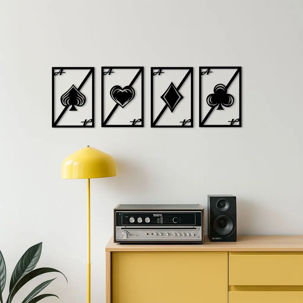 Playing Cards Silhouette Metal Wall Art – Poker Aces Design - KAFGP037 by Enova Art