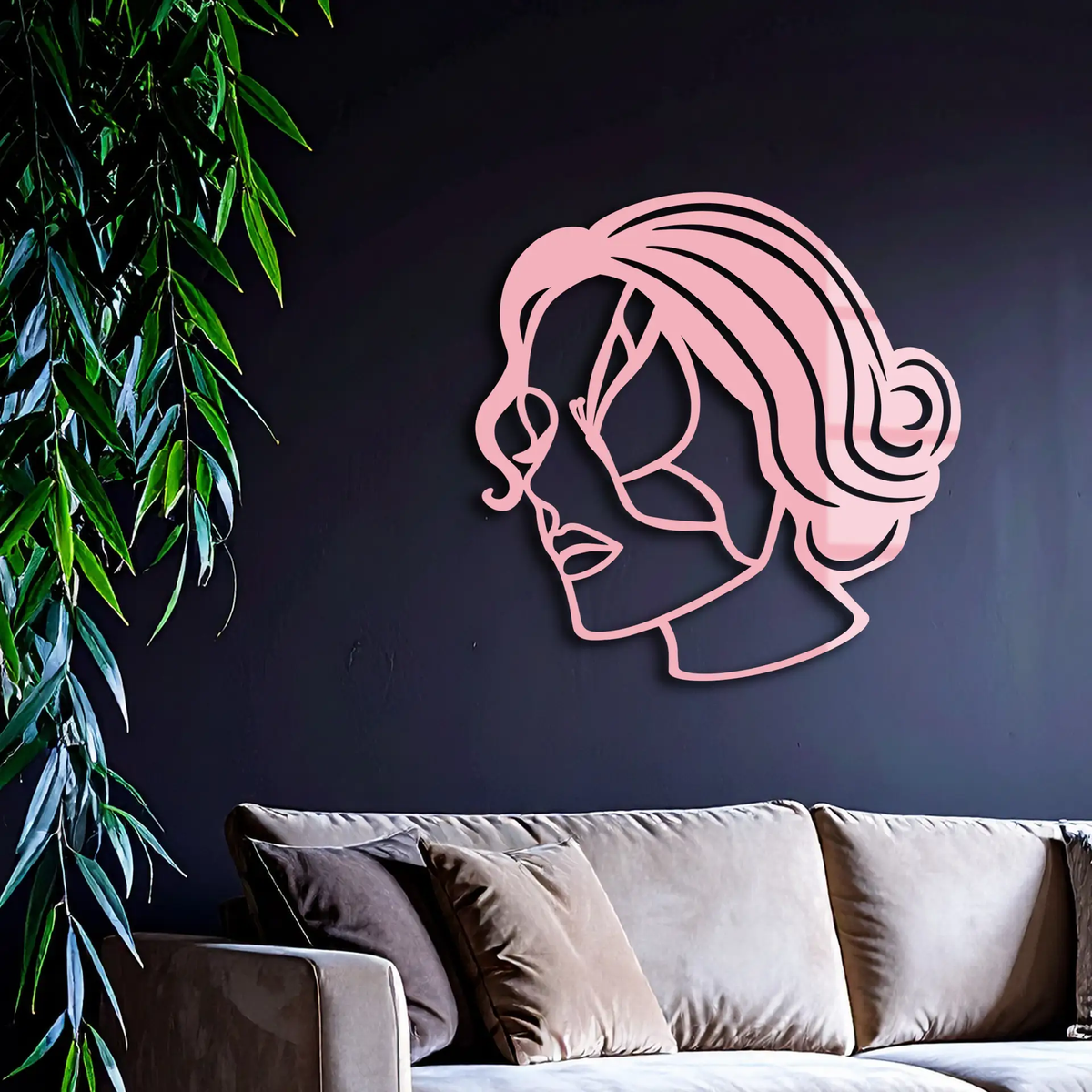 Butterfly Woman Face Silhouette Metal Wall Art – Modern Feminine Design - KAFGP039 by Enova Art