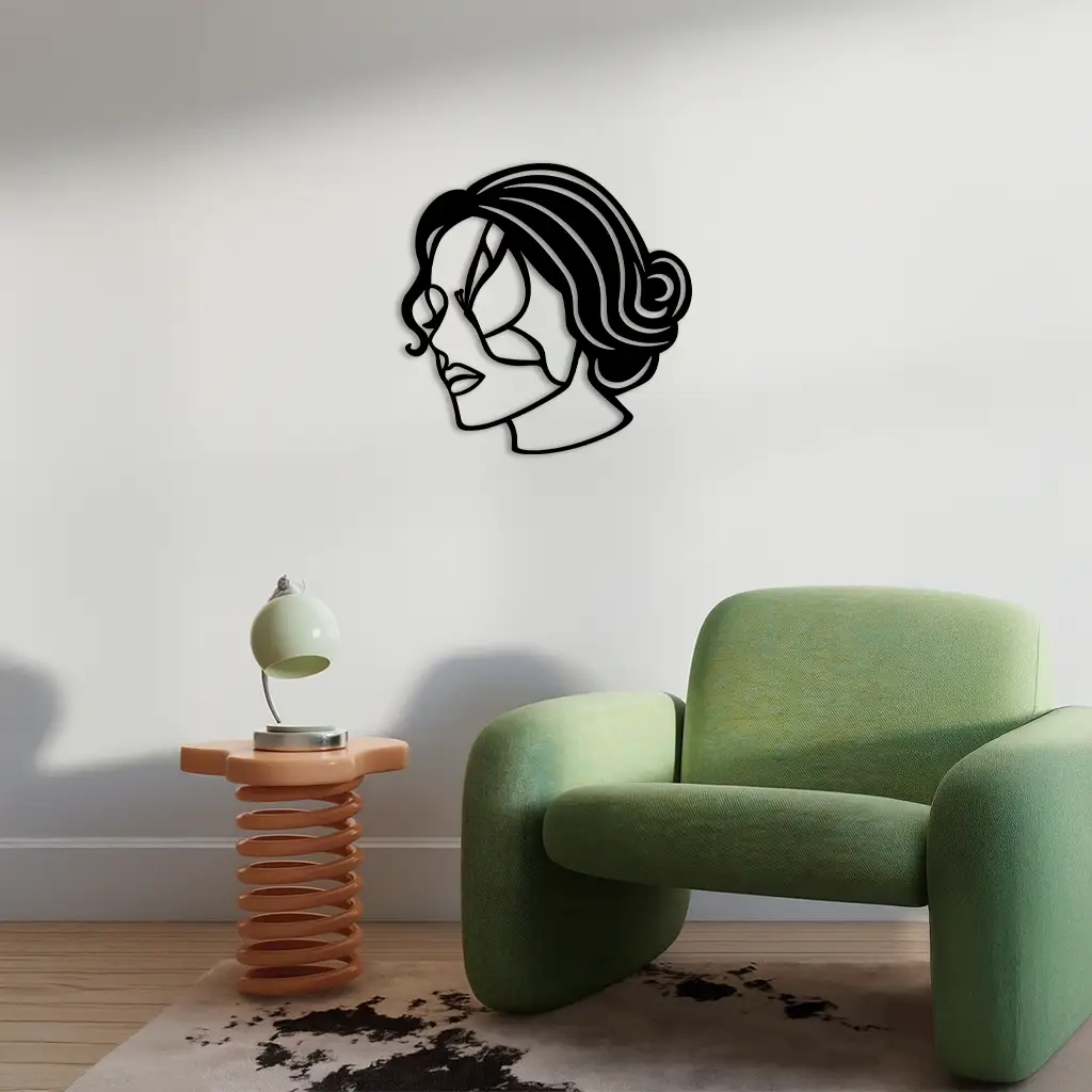 Butterfly Woman Face Silhouette Metal Wall Art – Modern Feminine Design - KAFGP039 by Enova Art