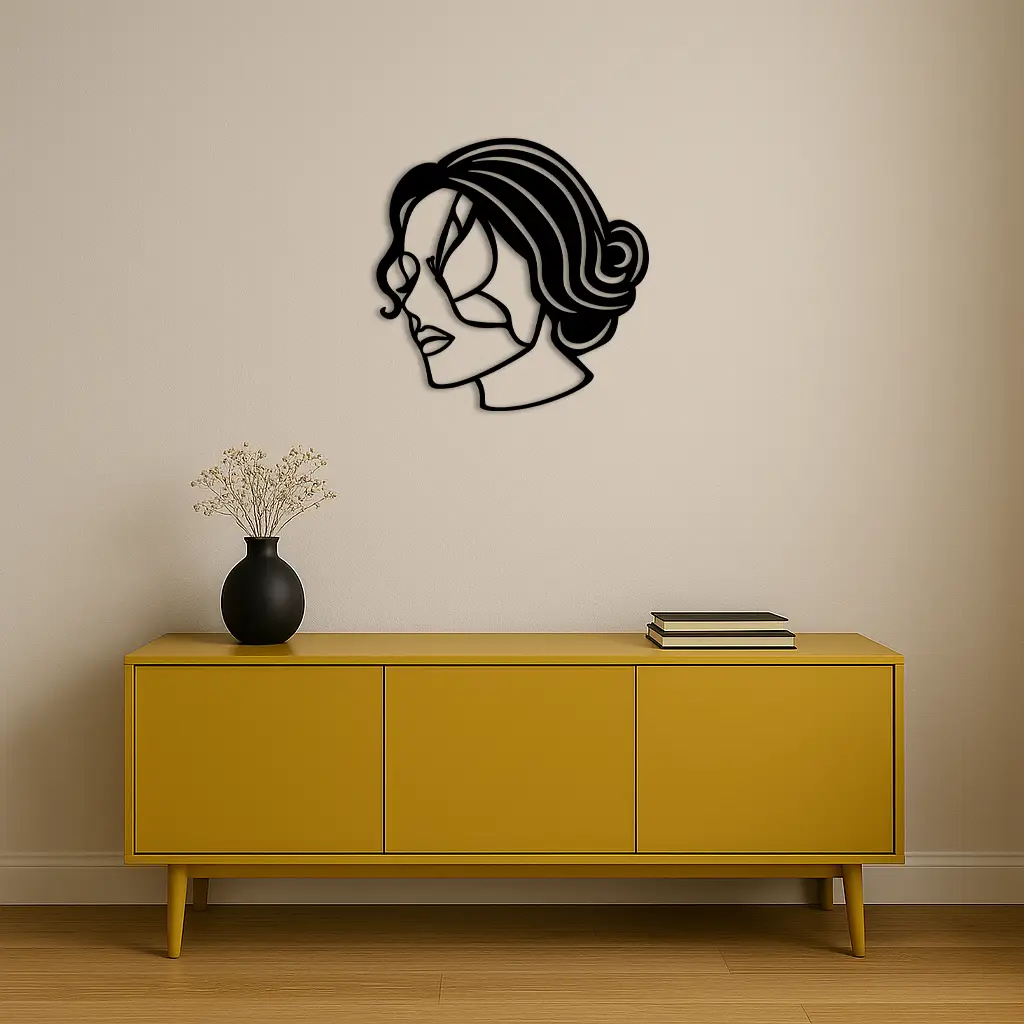 Butterfly Woman Face Silhouette Metal Wall Art – Modern Feminine Design - KAFGP039 by Enova Art