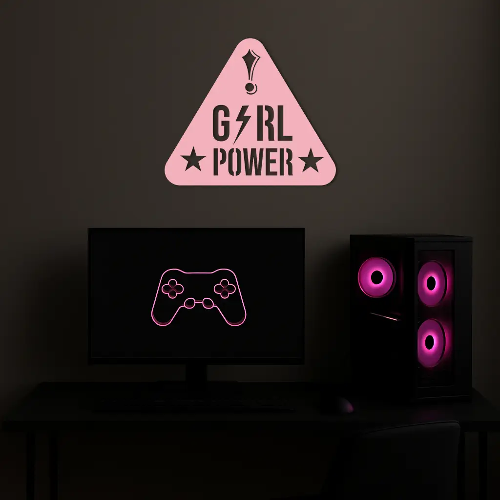 Girl Power Triangle Silhouette Metal Wall Art – Feminist Symbol Design - KAFGP040 by Enova Art
