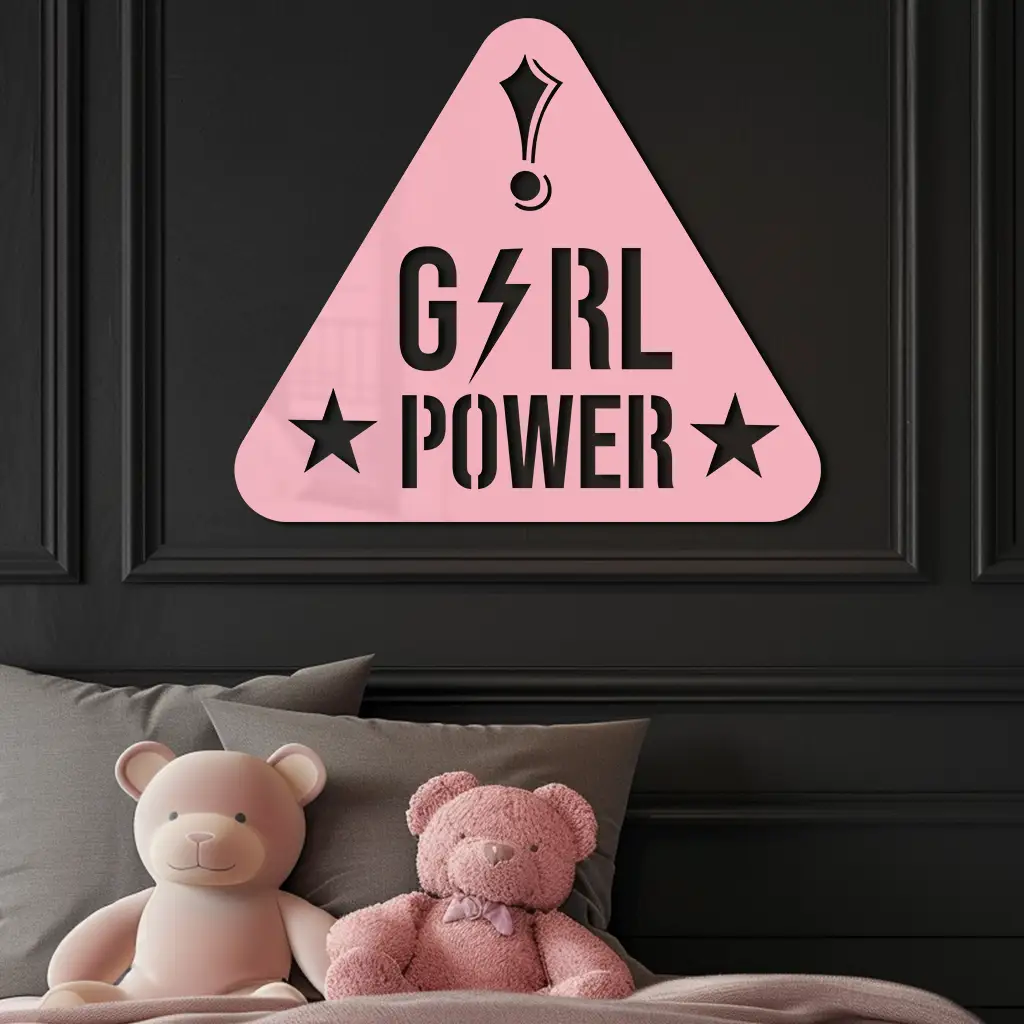 Girl Power Triangle Silhouette Metal Wall Art – Feminist Symbol Design - KAFGP040 by Enova Art