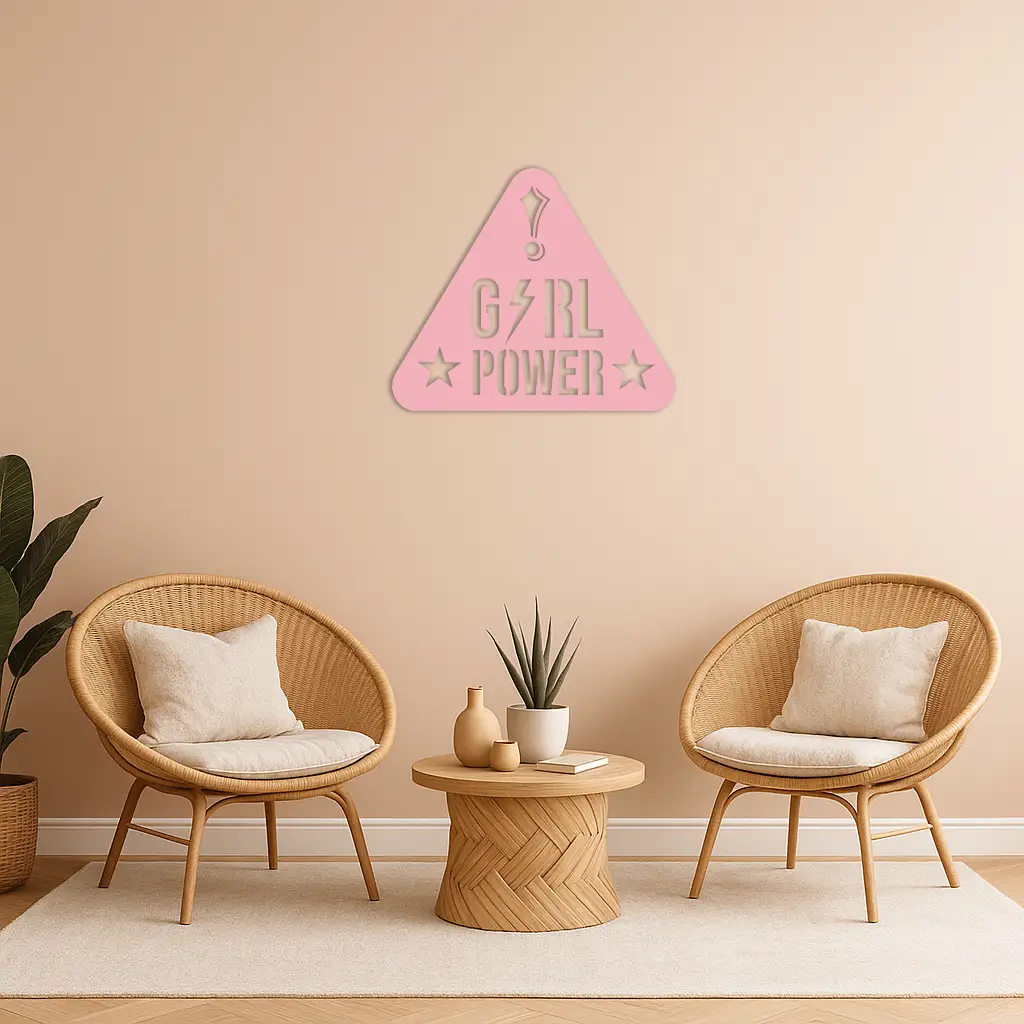 Girl Power Triangle Silhouette Metal Wall Art – Feminist Symbol Design - KAFGP040 by Enova Art