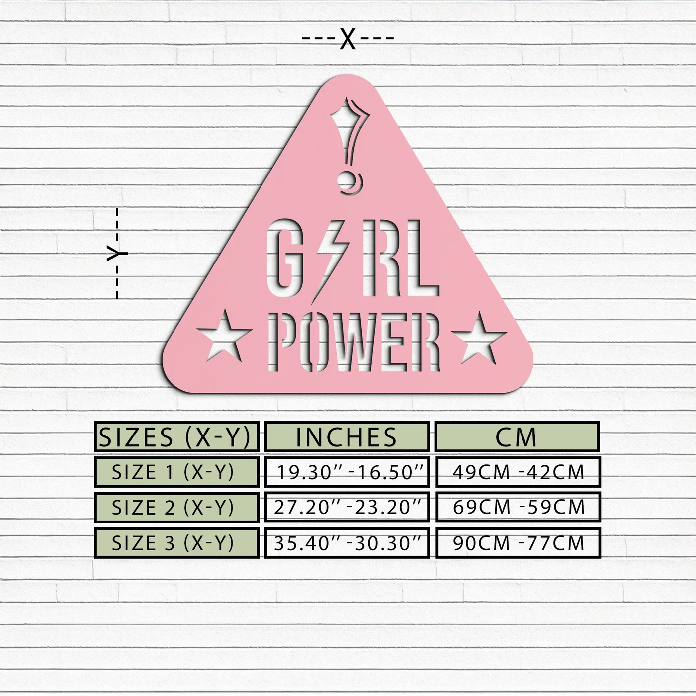 Girl Power Triangle Silhouette Metal Wall Art – Feminist Symbol Design - KAFGP040 by Enova Art
