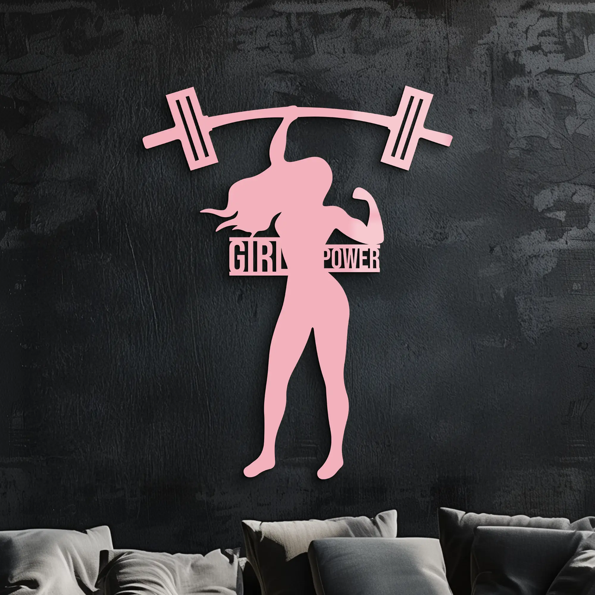 Girl Power Weightlifting Silhouette Metal Wall Art – Strong Woman Design - KAFGP041 by Enova Art