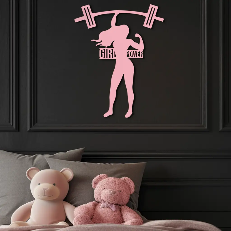 Girl Power Weightlifting Silhouette Metal Wall Art – Strong Woman Design - KAFGP041 by Enova Art