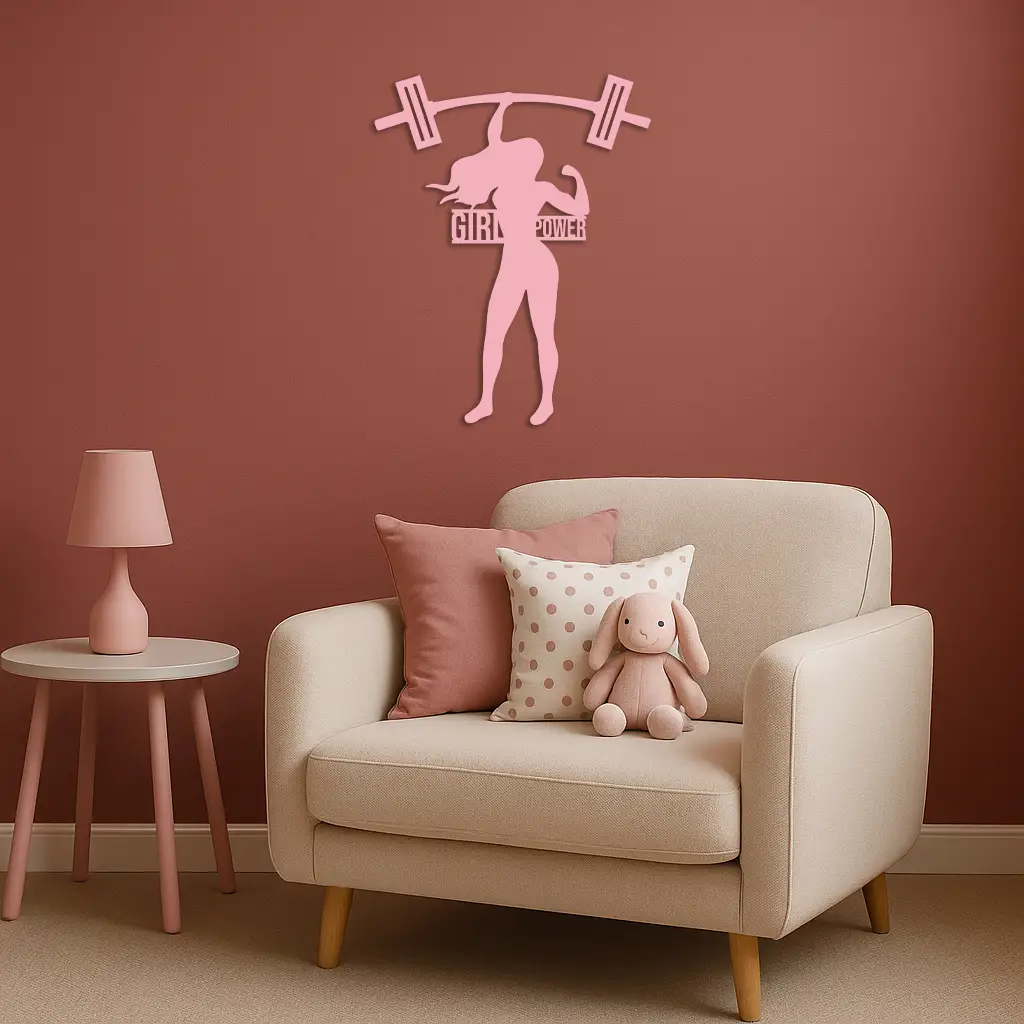 Girl Power Weightlifting Silhouette Metal Wall Art – Strong Woman Design - KAFGP041 by Enova Art