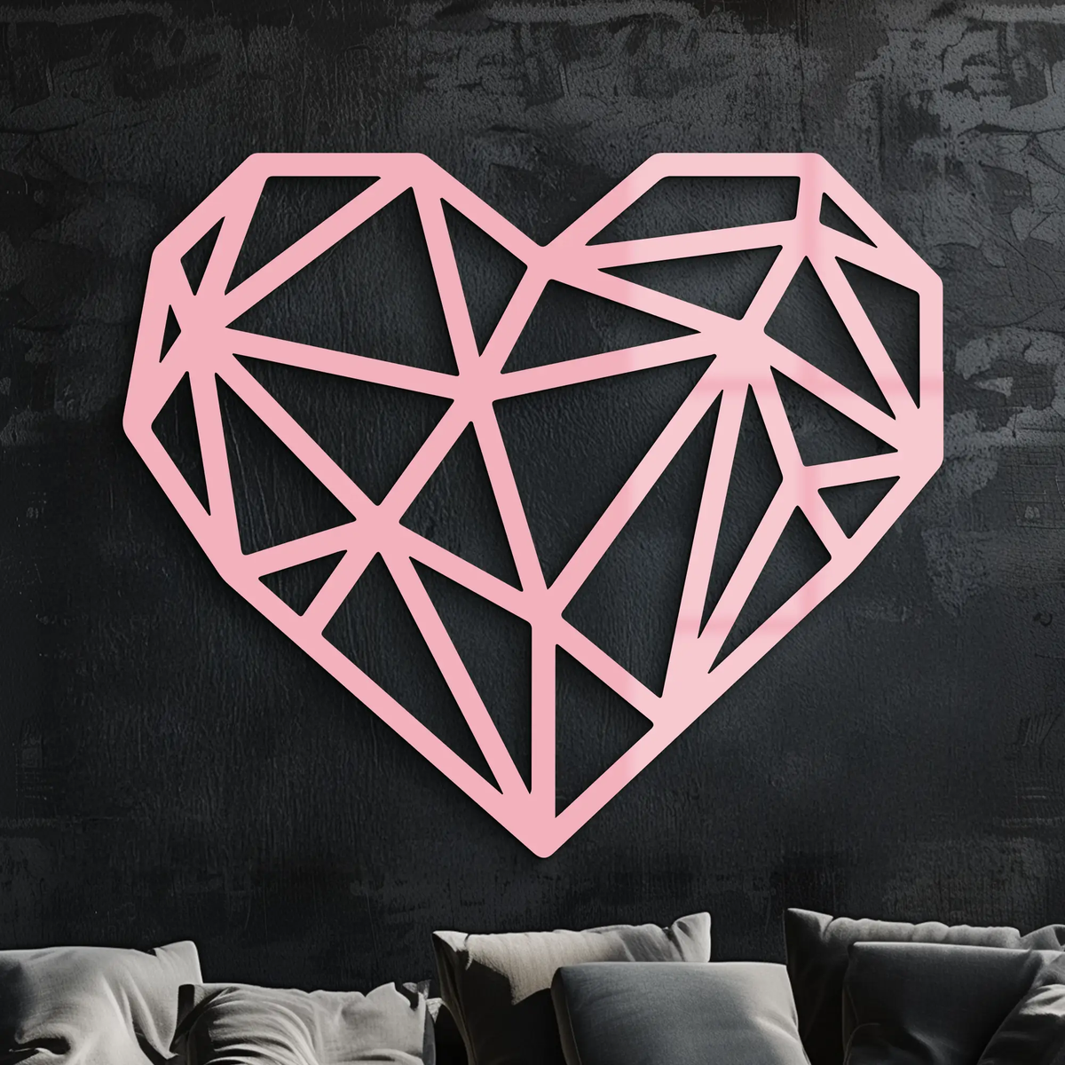 Geometric Heart Silhouette Metal Wall Art – Modern Love Design - KAFGP042 by Enova Art