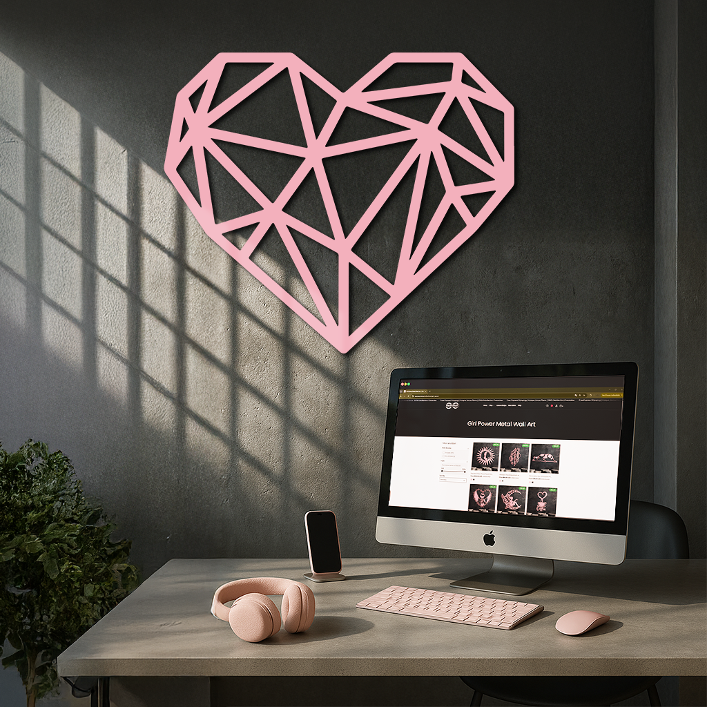 Geometric Heart Silhouette Metal Wall Art – Modern Love Design - KAFGP042 by Enova Art