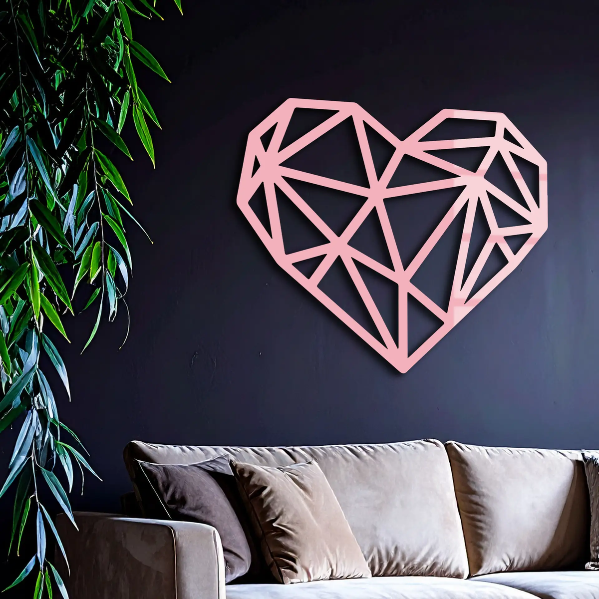 Geometric Heart Silhouette Metal Wall Art – Modern Love Design - KAFGP042 by Enova Art