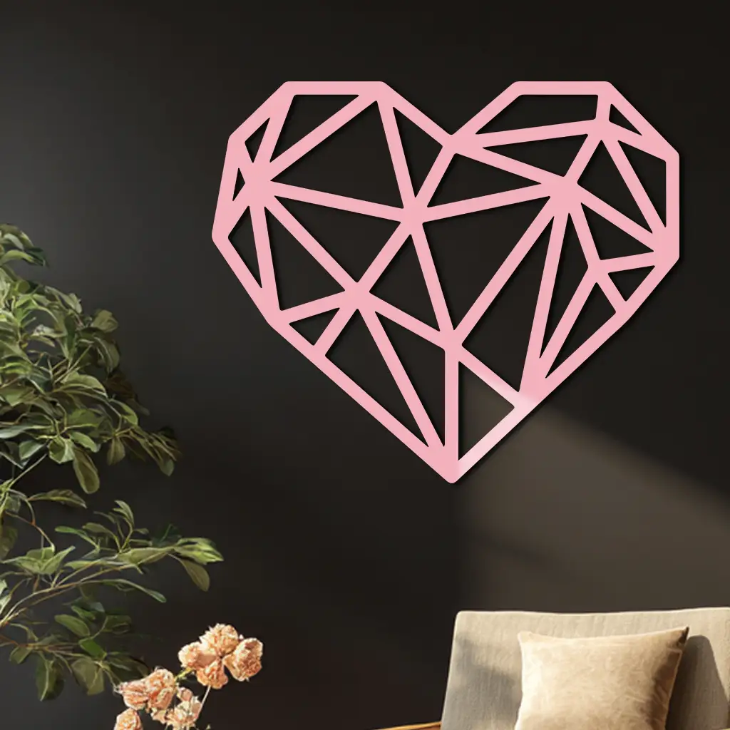 Geometric Heart Silhouette Metal Wall Art – Modern Love Design - KAFGP042 by Enova Art