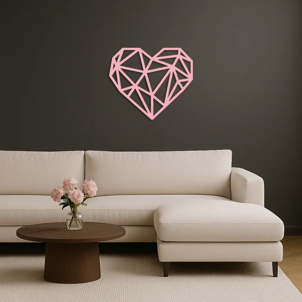 Geometric Heart Silhouette Metal Wall Art – Modern Love Design - KAFGP042 by Enova Art