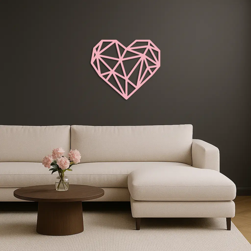 Geometric Heart Silhouette Metal Wall Art – Modern Love Design - KAFGP042 by Enova Art