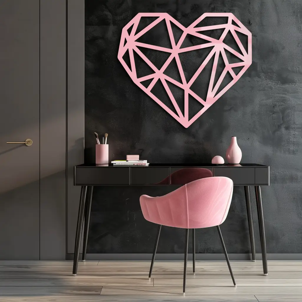 Geometric Heart Silhouette Metal Wall Art – Modern Love Design - KAFGP042 by Enova Art