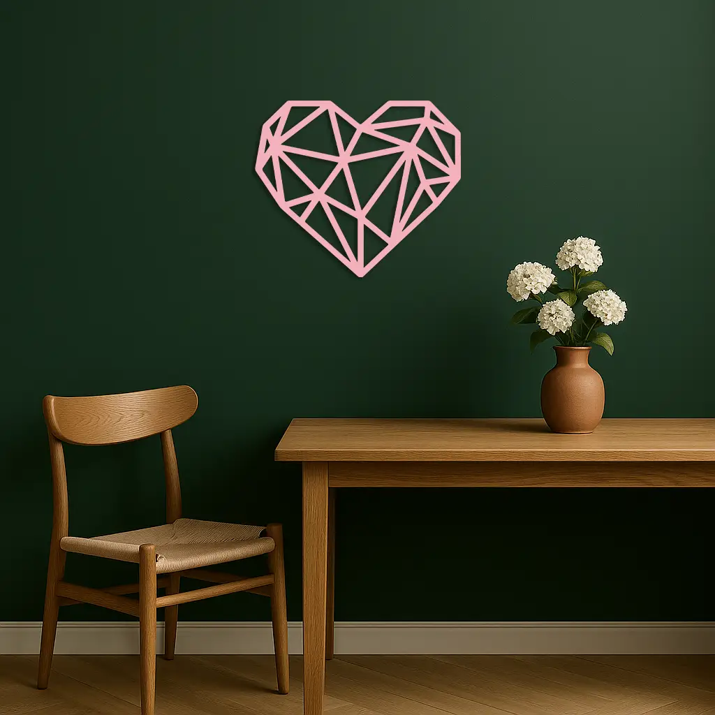 Geometric Heart Silhouette Metal Wall Art – Modern Love Design - KAFGP042 by Enova Art