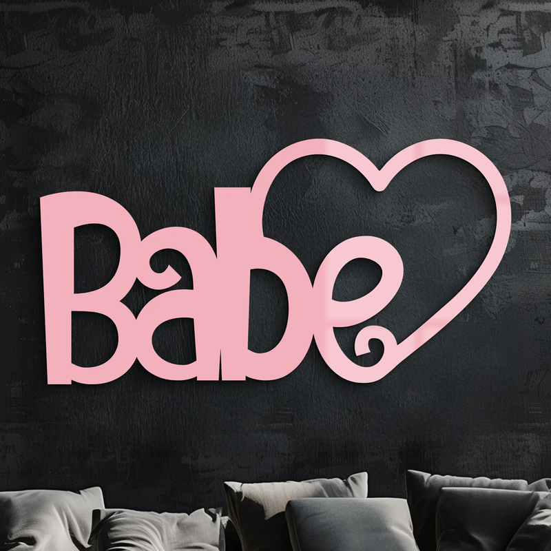 Babe Heart Silhouette Metal Wall Art – Modern Typography Design - KAFGP045 by Enova Art