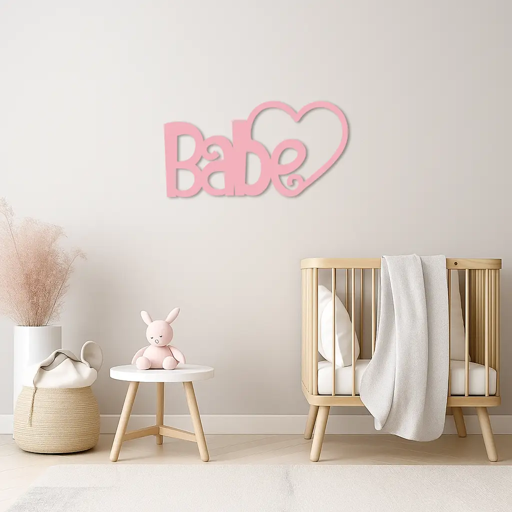 Babe Heart Silhouette Metal Wall Art – Modern Typography Design - KAFGP045 by Enova Art